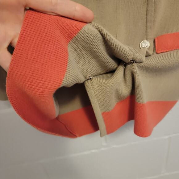Code. M Cardigan Sweater Size Large Women's Tan Orange Button Up 370 - Picture 7 of 13